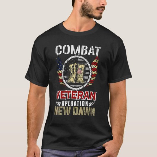 戦闘退役軍人ニュードーンアメリカン軍隊 Tシャツ (正面)