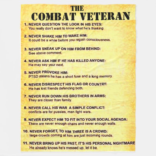 戦闘退役軍人 フリースブランケット (正面)