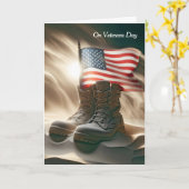 戦闘靴と旗の退役軍人の日 カード (黄色い花)