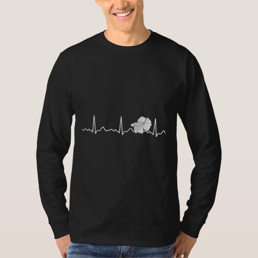 戦闘魚ハート線ハートビートパルスEkg Tシャツ (正面)