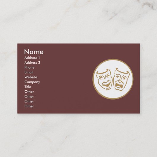 戯曲マスク(白及び金ゴールド) 名刺 (正面)