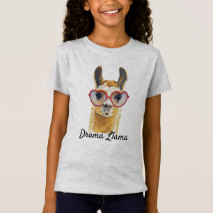 戯曲ラマのハートのサングラスのミーム Tシャツ