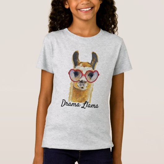 戯曲ラマのハートのサングラスのミーム Tシャツ (正面)