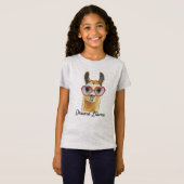 戯曲ラマのハートのサングラスのミーム Tシャツ (正面フル)