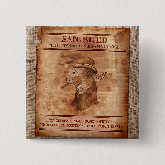 戯曲ラマ- 2" --を正方形ボタン追放して下さい 缶バッジ (正面)