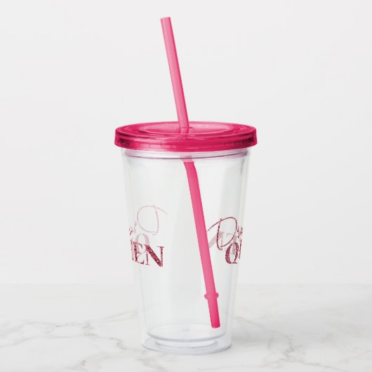 戯曲女王のばら色の金ゴールドのグリッター アクリルタンブラー (左)