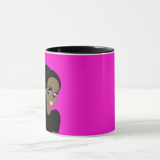 戯画院卒業生ギフト黒人女流三つ編 マグカップ (中央)