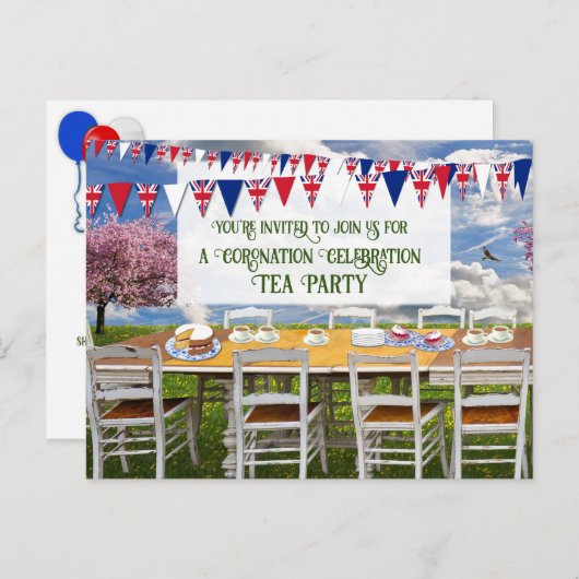 戴冠お祝いパーティの招待状葉書 ポストカード (正面/裏面)