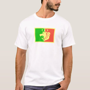 戴冠させたライオンが付いているラスタのレゲエの旗 Tシャツ