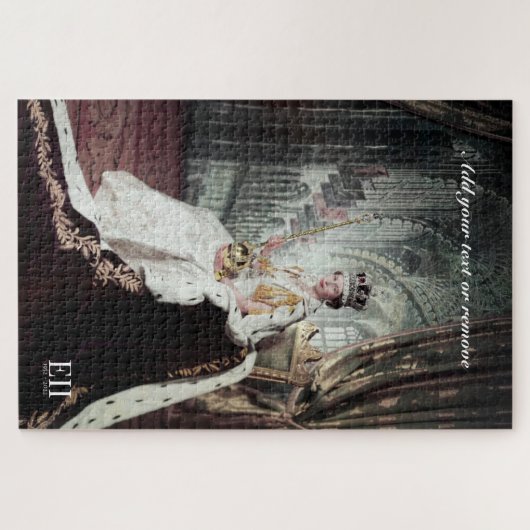 戴冠式の日のエリザベス女王の写真 ジグソーパズル (横)