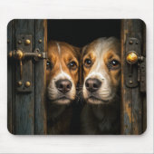 戸口からのぞいている犬 マウスパッド (正面)