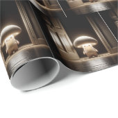 戸口に白熱［赤熱］光を放つキノコのマンチキン ラッピングペーパー (ロールコーナー)