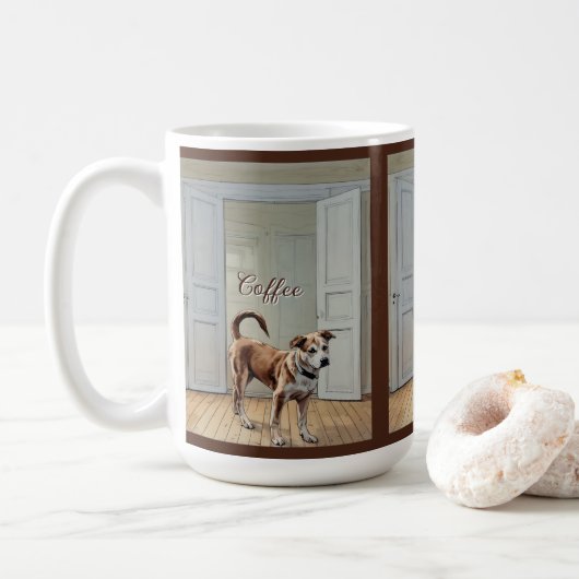 戸口のマグで子犬 コーヒーマグカップ (ドーナツ)