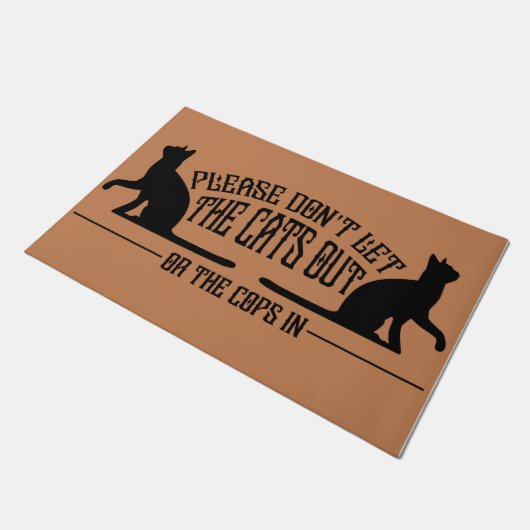 戸当たりの中に猫を出したり、餌をつけたりしないで下さい ドアマット (アングル)