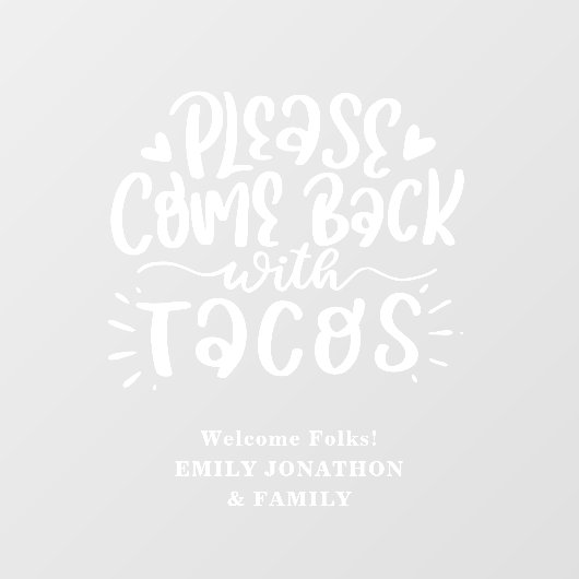 戻おもしろい来るTacosへようこそホーム名 ウィンドウサイン (シート)