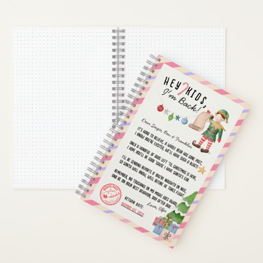 戻った！クリスマス小妖精や小人返信用状ログ子供へ ノートブック (内側)