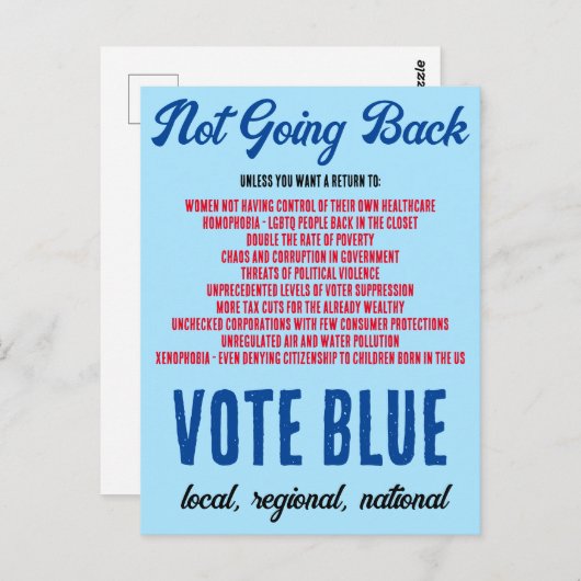 戻らない投票ブルー投票を取り出す ポストカード (正面/裏面)