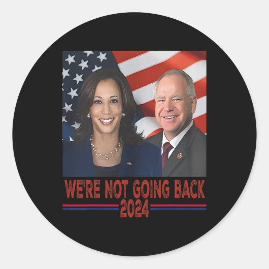 戻らないKamala Harris Tim Walz ラウンドシール (正面)