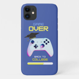 戻る大学の黄色の青いグローグリッター iPhone 11 ケース