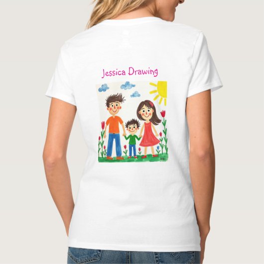 戻る子誇りを持ったアートワークの Tシャツ (裏面)
