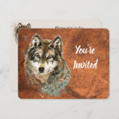 戻る自然、狼、動物のパーティー招待状 招待状 (正面/裏面)