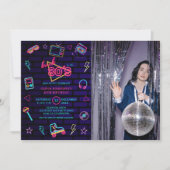 戻る80sレトロネオン誕生日フォトパーティー 招待状 (正面)