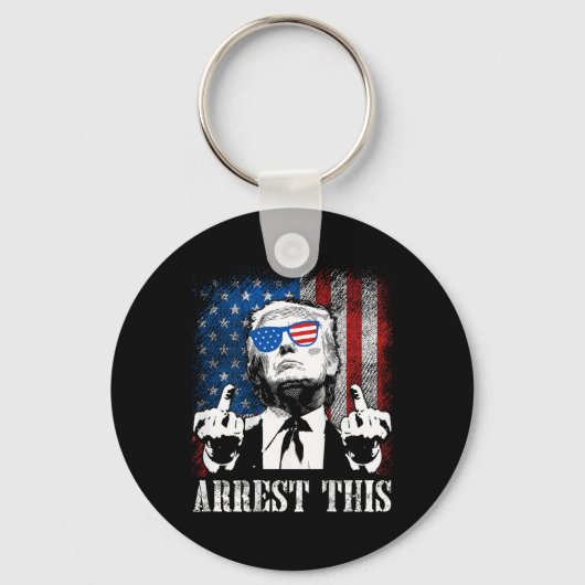 戻る)このトランプ2024米国国旗を逮捕する キーホルダー (正面)