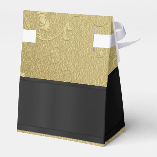 戻る、金ゴールドダマスクの結婚式 フェイバーボックス (裏面サイド)