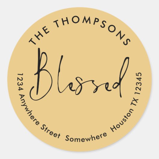 戻賛美り名住所クリスマス金ゴールドブラック ラウンドシール (正面)