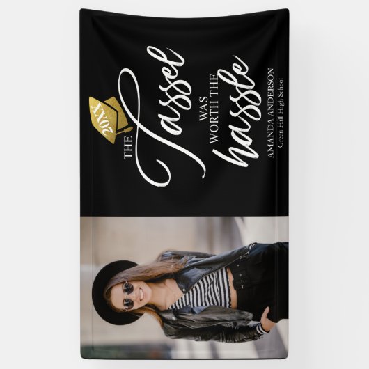 房は卒業式の黒に苦労する価値があった 横断幕 (縦)