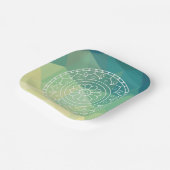房保インド曼荼羅の花の緑の黄色デザイン ペーパープレート (傾斜あり)