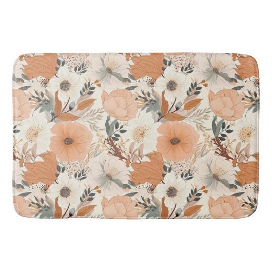 房保スタイルの花の模様の淡色 バスマット (正面)