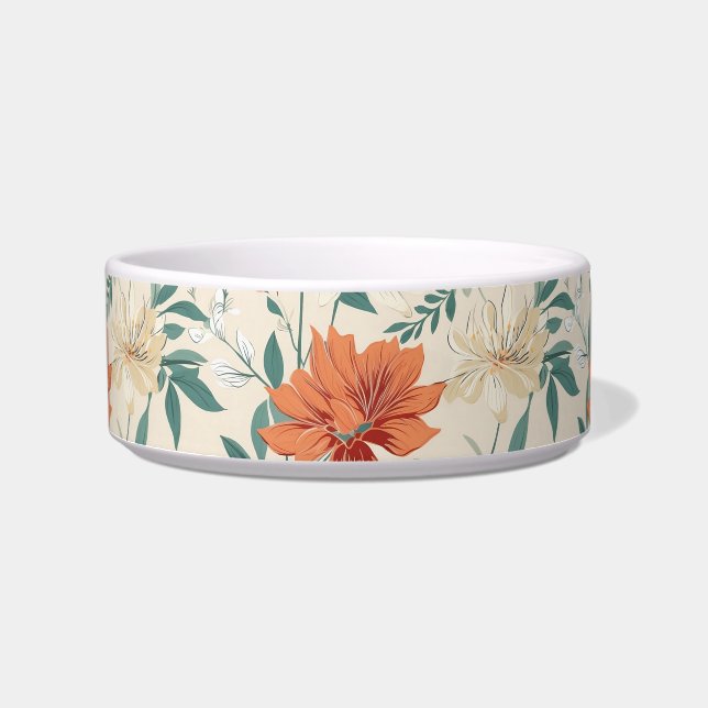 房保スタイルの花の模様の淡色 ボウル (正面)