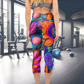 房保スタイル花柄 カプリレギンス