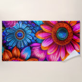 房保スタイル花柄 ビーチタオル (正面)