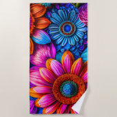 房保スタイル花柄 ビーチタオル (正面)