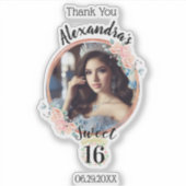 房保バラ金ゴールドカスタム写真友人十六歳ありがとう シール (正面)