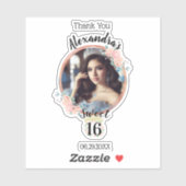 房保バラ金ゴールドカスタム写真友人十六歳ありがとう シール (シート)