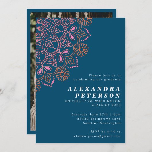 房保フローラティール(緑がかった色)ブルーエクセシションパーティー 招待状 (正面/裏面)