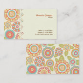 房保レトロファンキー花花花柄（クリーム） 名刺 (正面/裏面)