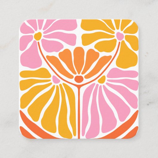 房保レトロ花文様 スクエア名刺 (正面)