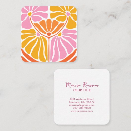 房保レトロ花文様 スクエア名刺 (正面/裏面)