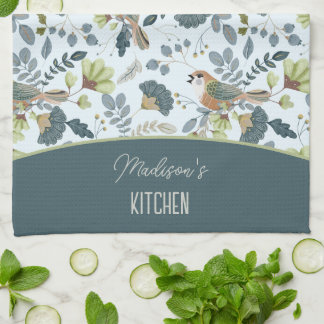 房保レトロ花鳥図名 キッチンタオル