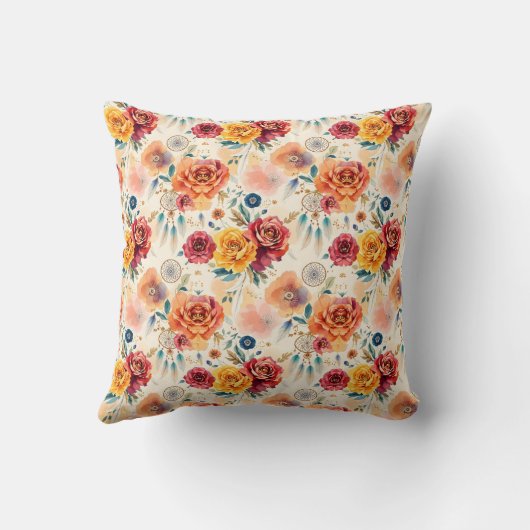 房保ヴィンテージバラ及び羽毛花 クッション (裏面)