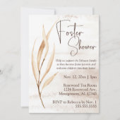 房保乾燥花模様養生気にベビー/チャイルドシャワー 招待状 (正面)