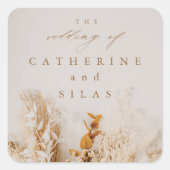 房保乾花秋の結婚式 スクエアシール (正面)