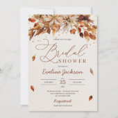 房保秋と秋の季節の花模様の葉 招待状 (正面)