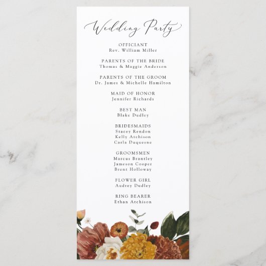 房保秋フローラ結婚の儀式 プログラム (裏面)