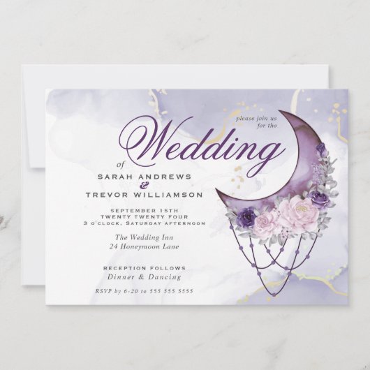 房保結婚の密アメジスト三日月 招待状 (正面)