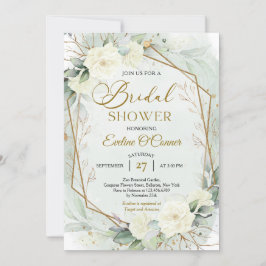 房保緑白フェイク花金ゴールド 招待状